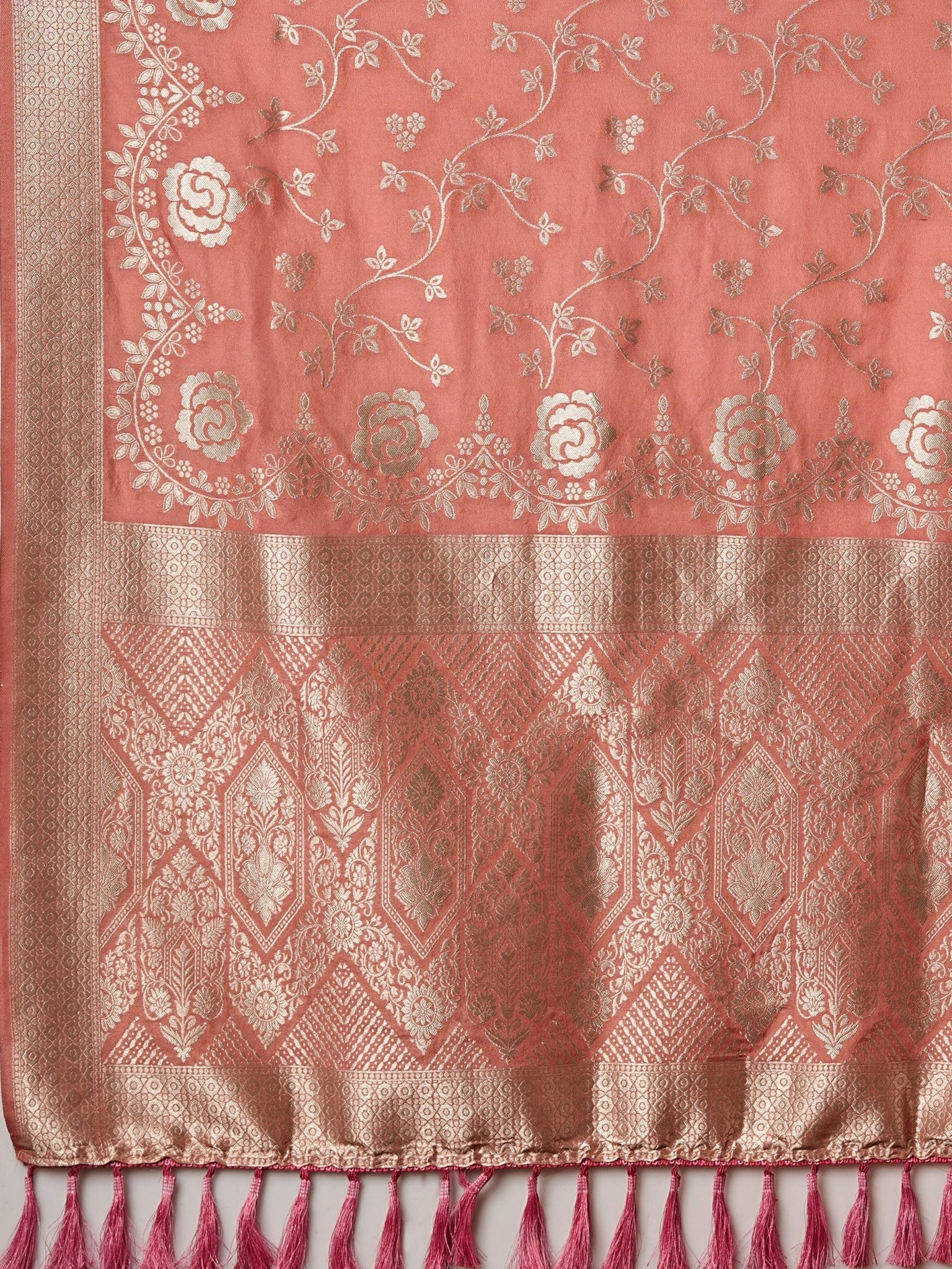 Peach Georgette With Zari Weave Saree - Ressa