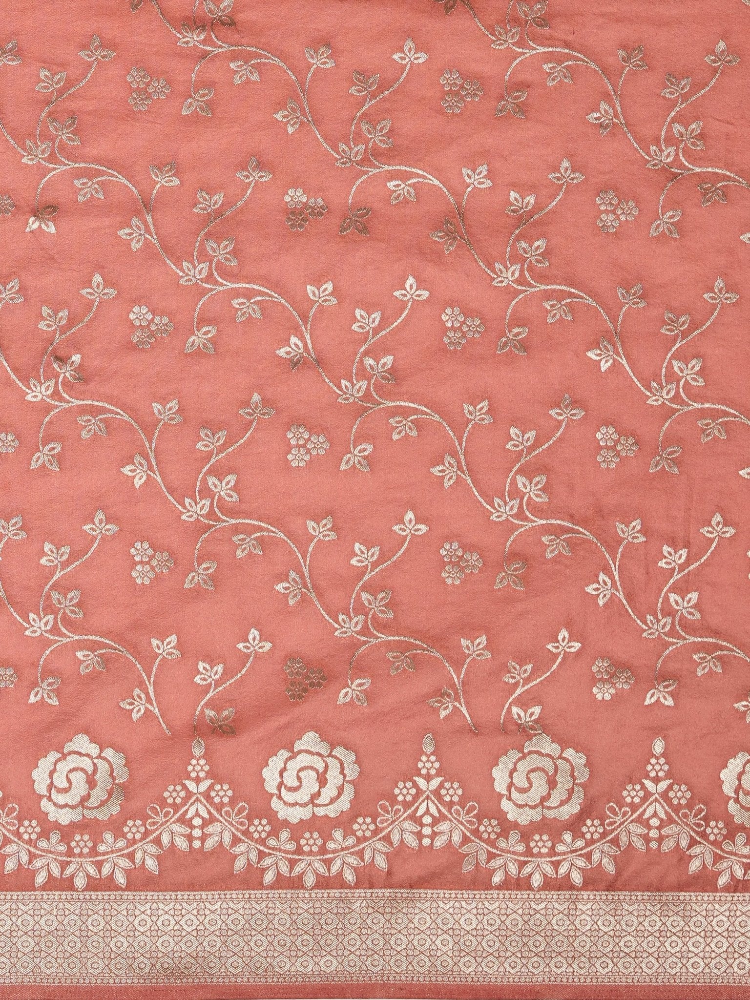 Peach Georgette With Zari Weave Saree - Ressa