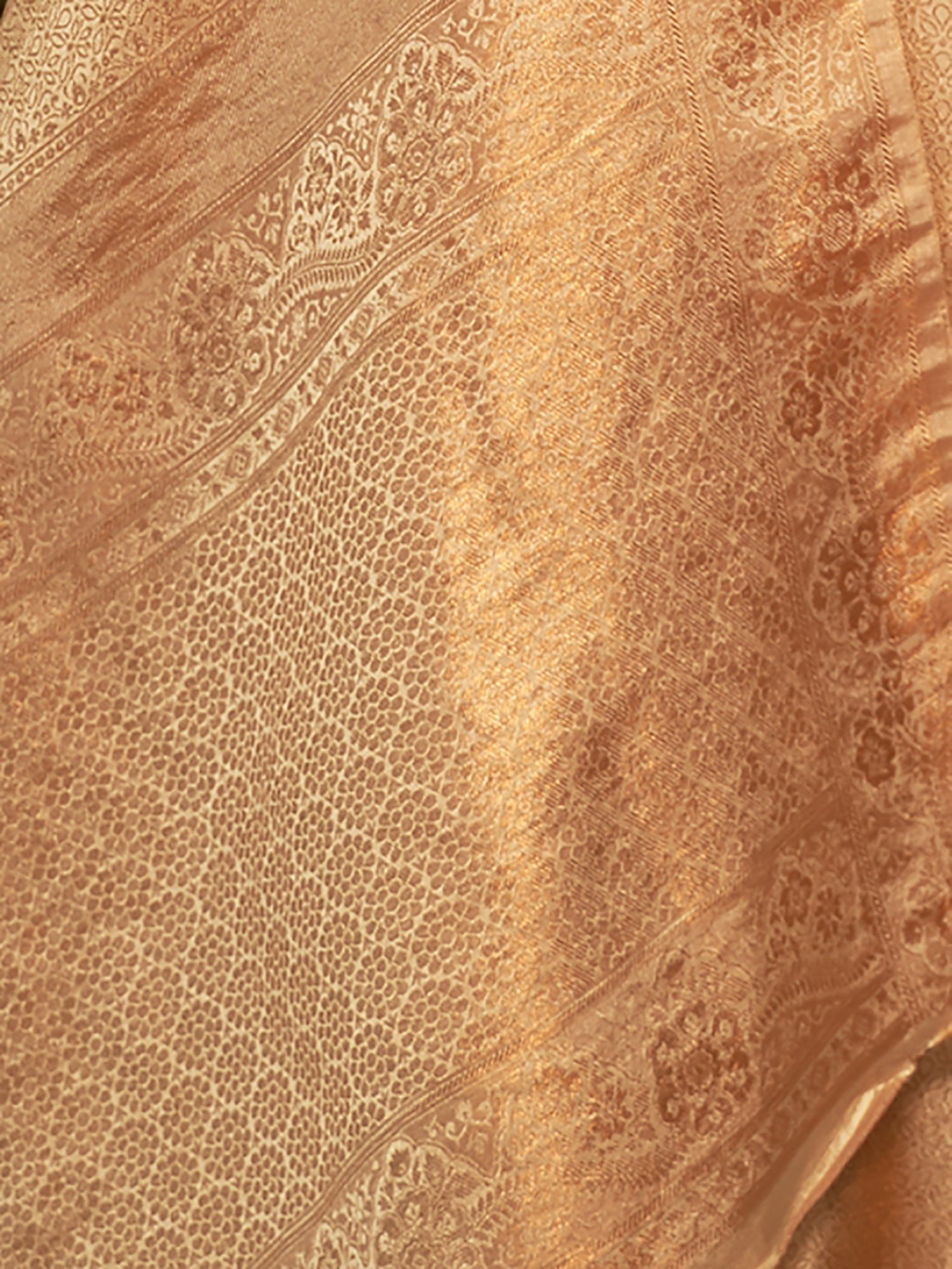 Peach Gold Nylon Saree - Ressa
