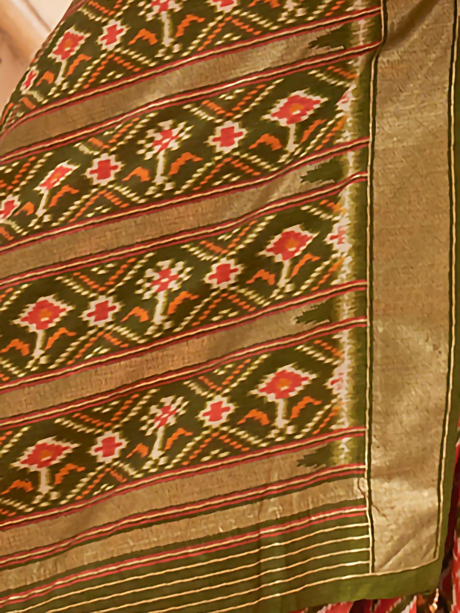 Peach ikkat Style Silk Blend saree - Ressa