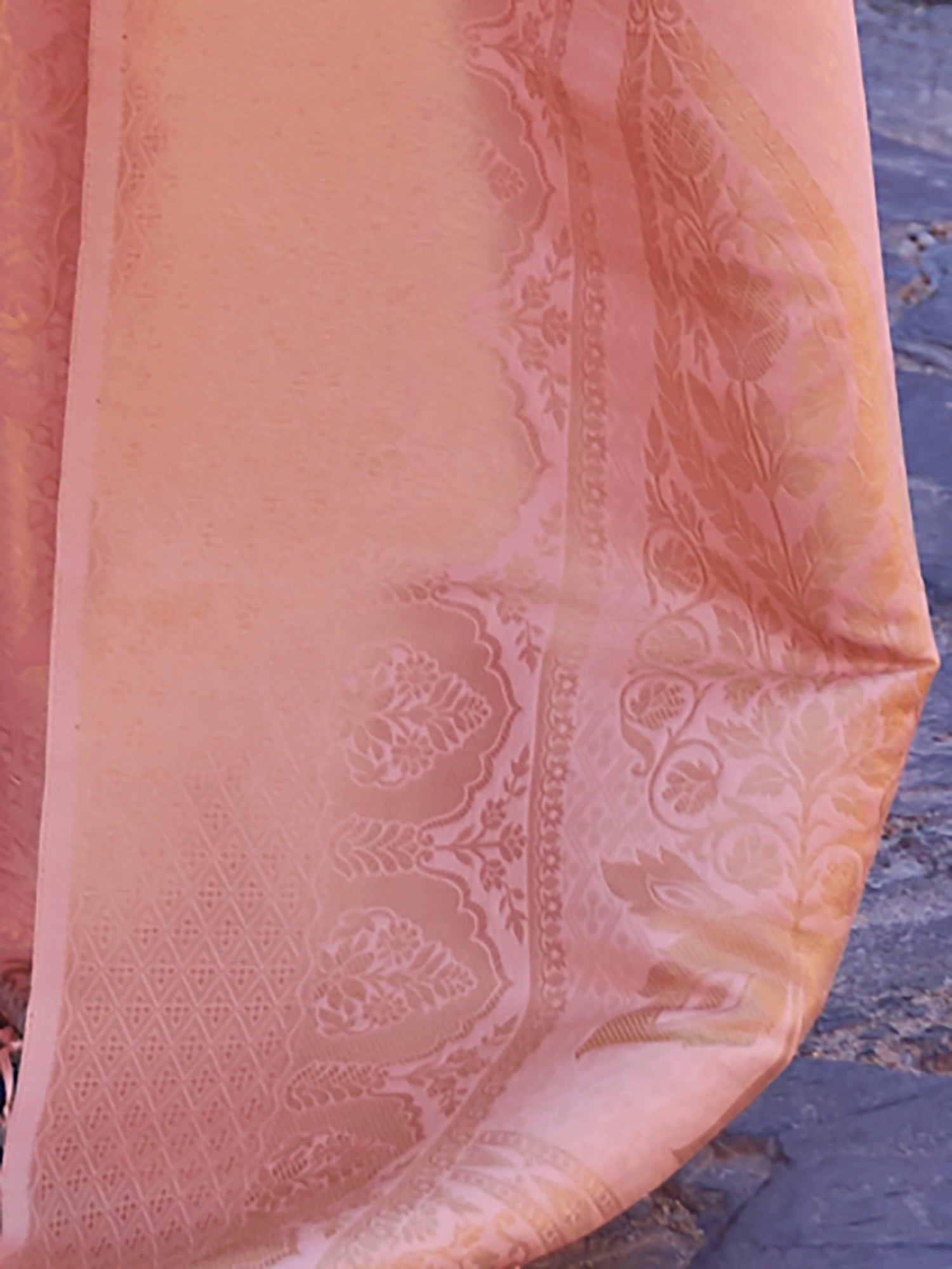 Peach Jari Woven Banarasi Saree - Ressa