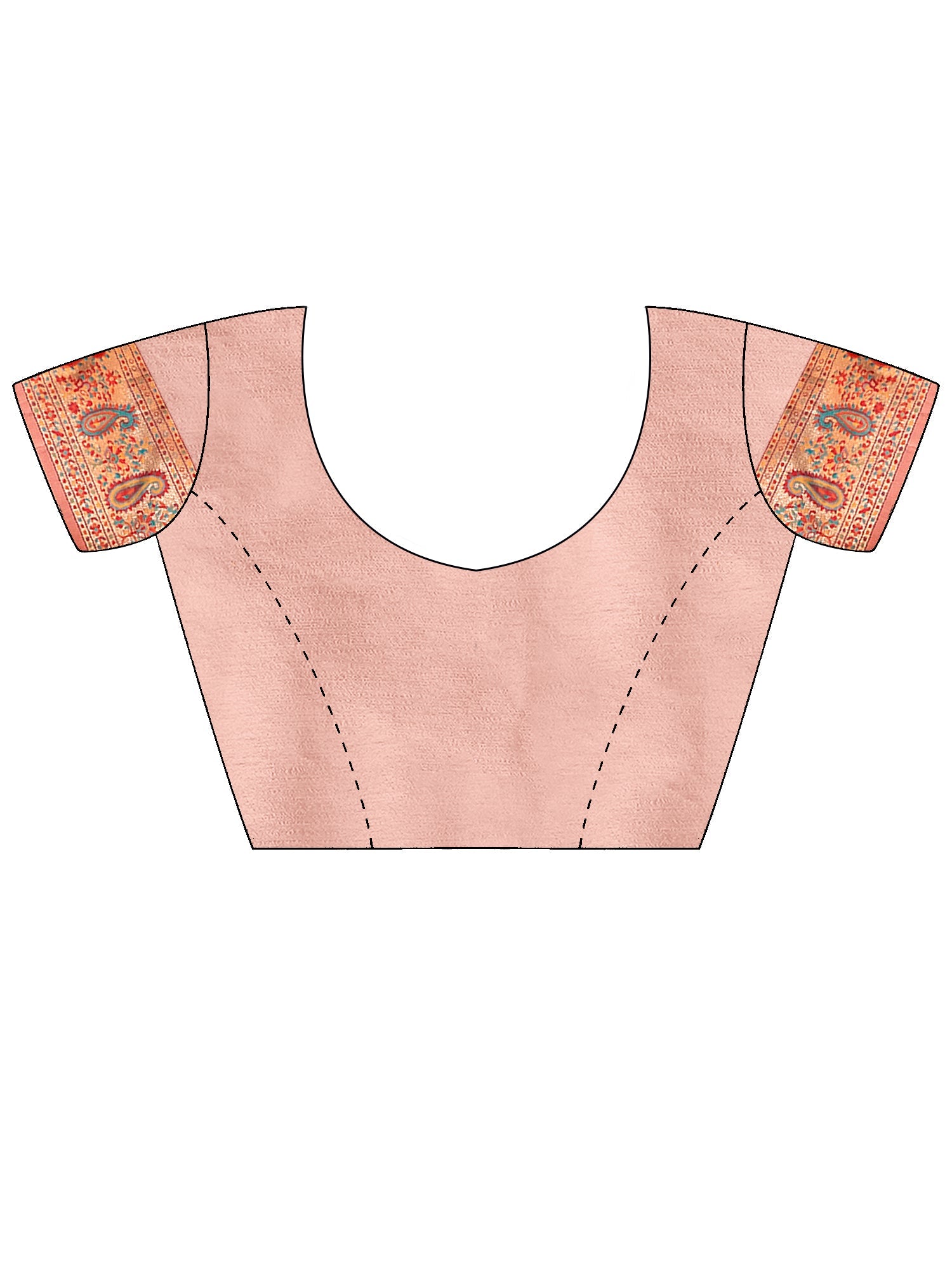 Peach Multicolor Kashmiri Silk Saree with Flower Motif - Ressa