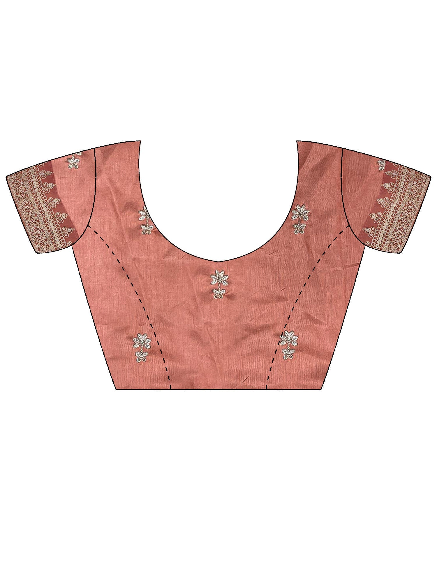 Peach Pink Metallic Tissue Silk - Ressa