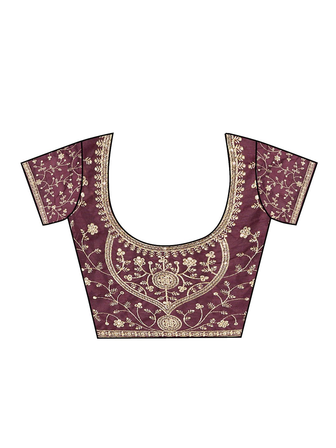 Peach Plain Georgette Embellished Border Saree - Ressa