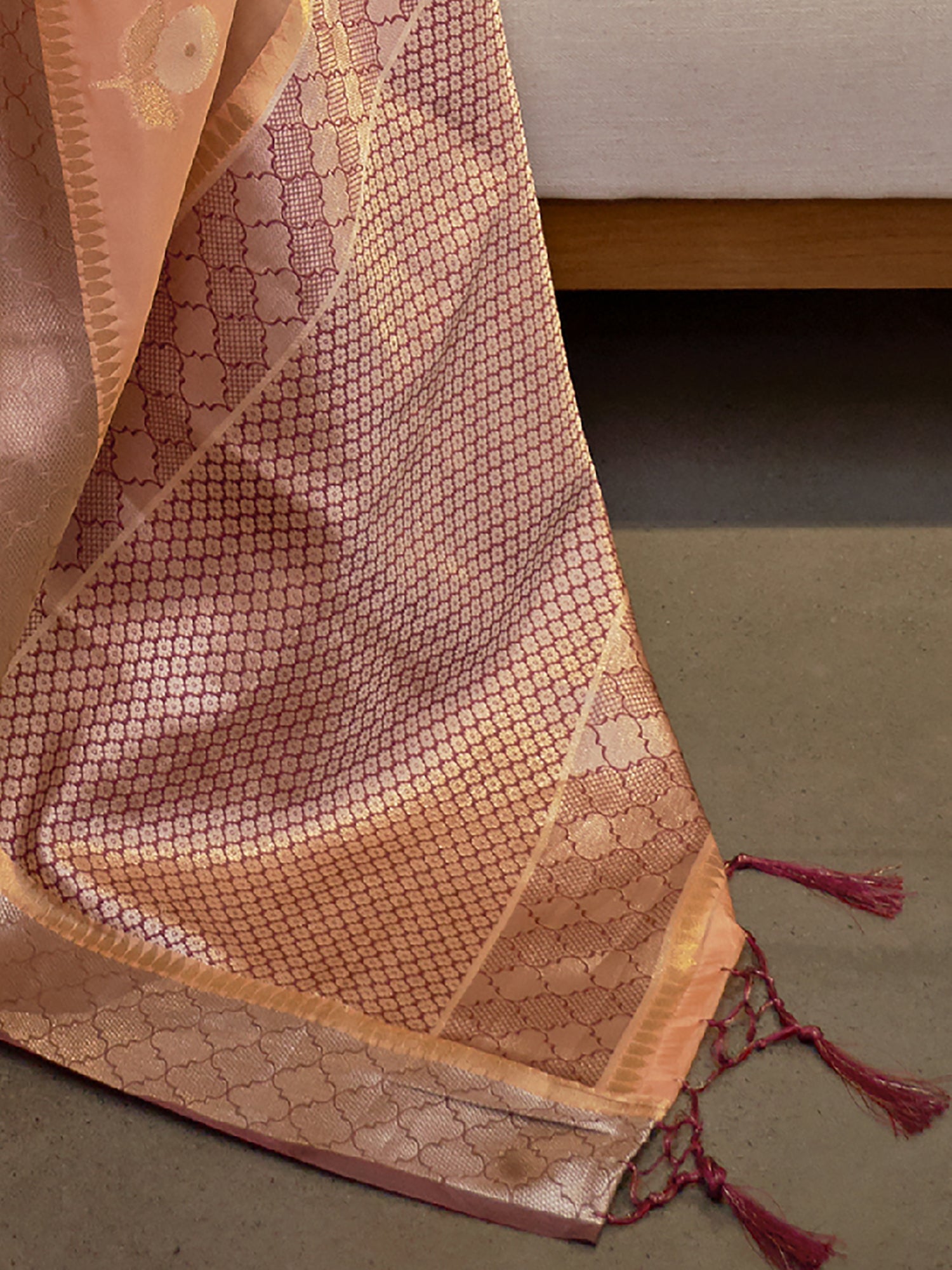 Peach Silk Blend Heritage Banarasi Style Saree - Ressa