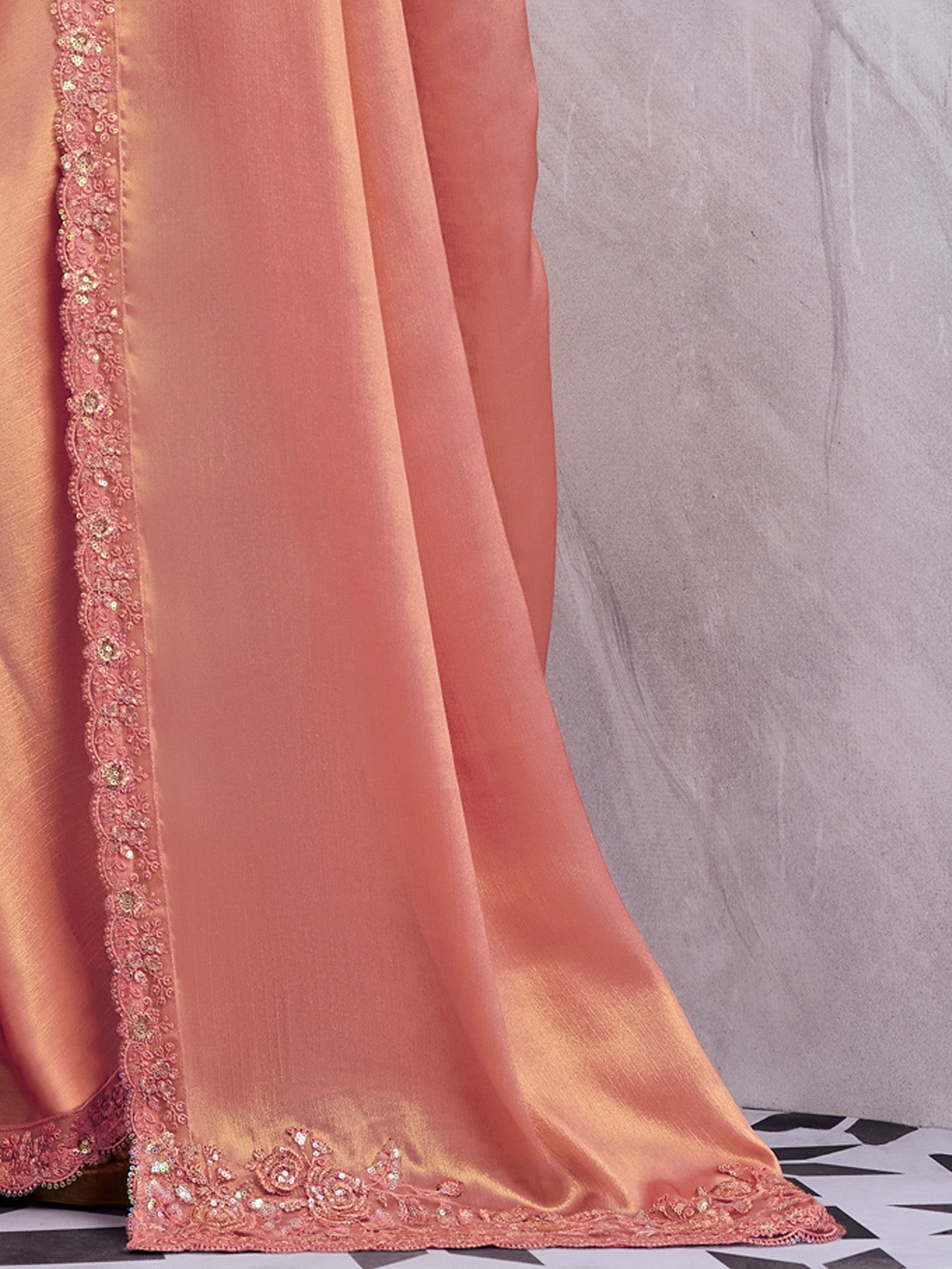 Peach Silk Blend saree - Ressa