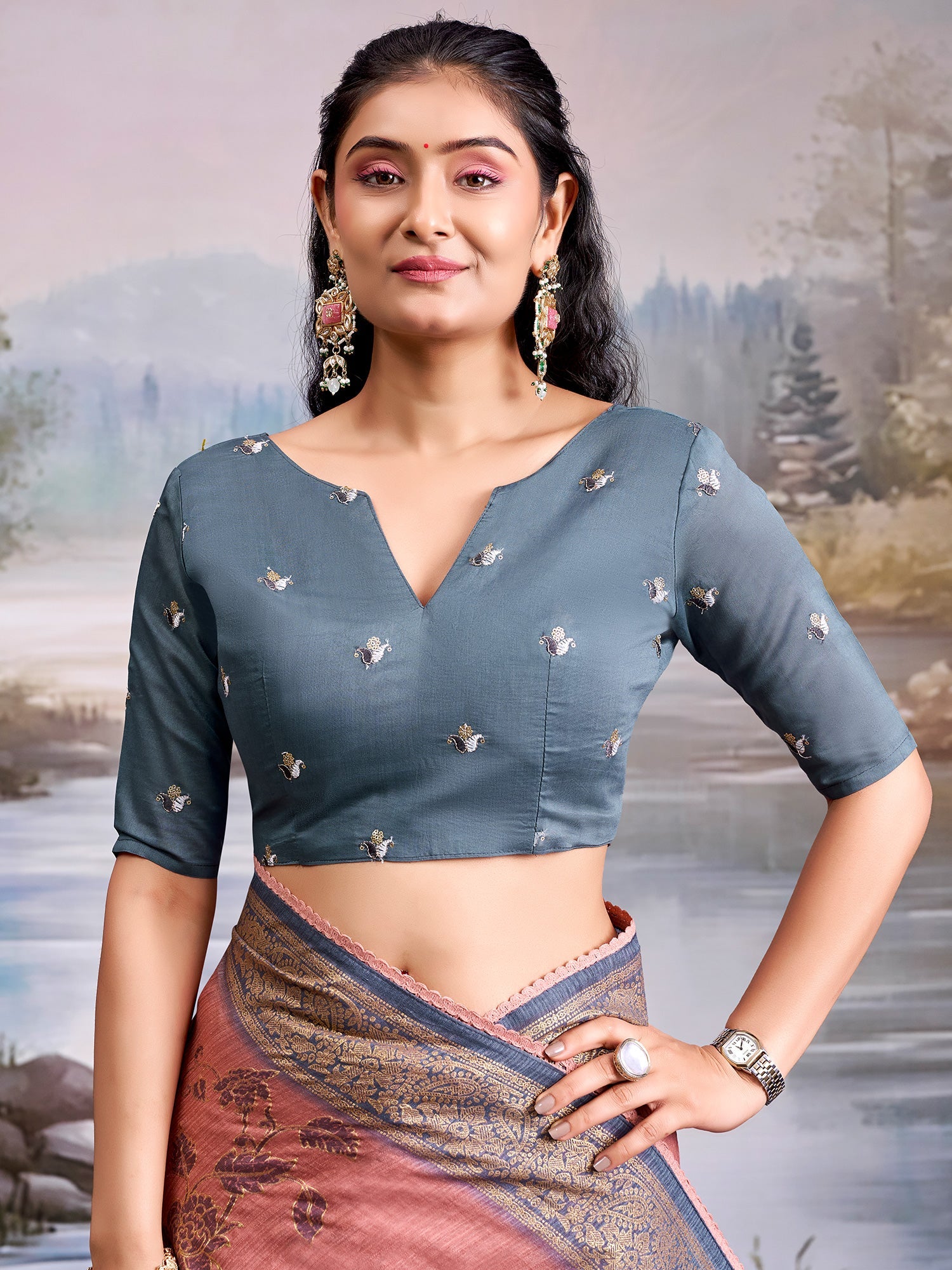 Peach Tissue Silk Saree with Floral Motifs - Ressa