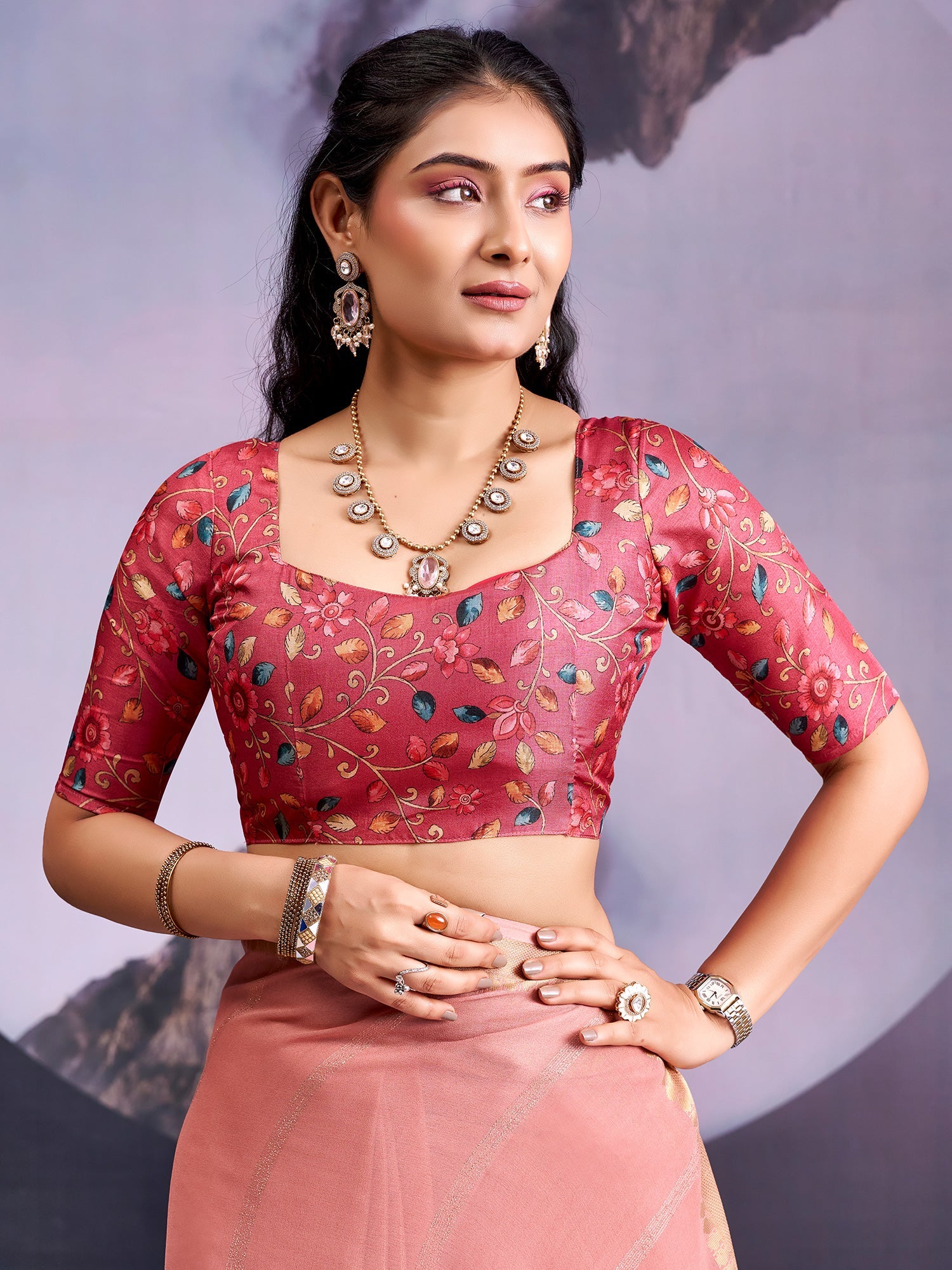Peach Tissue Silk Saree with Zari Stripes - Ressa