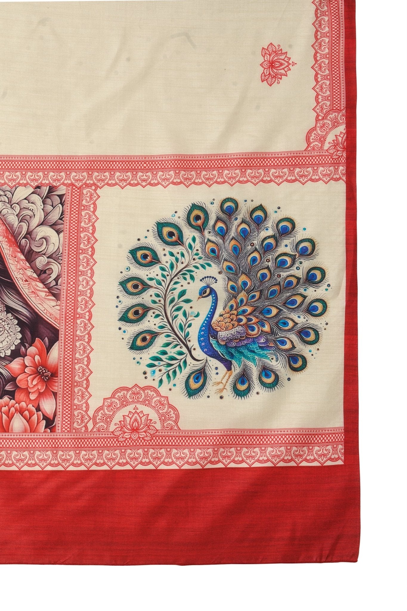 Peacock Motif Hand-Painted Saree - Ressa