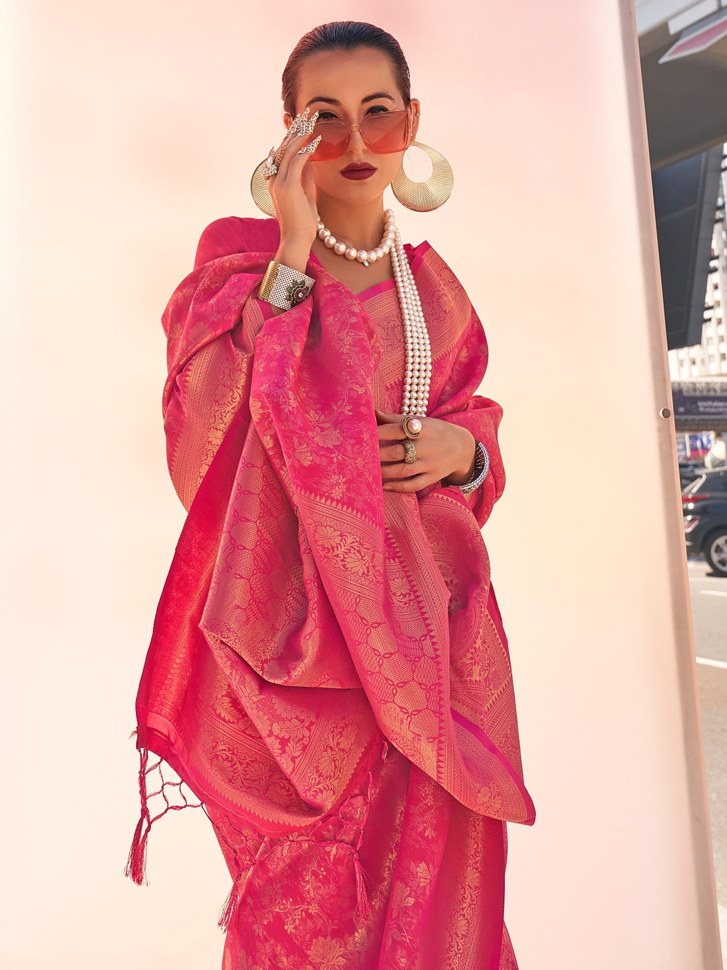 Pink Banarasi Silk Saree - Ressa