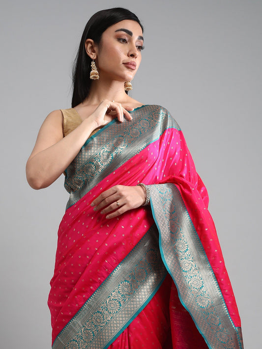 Pink Banarasi Silk Saree - Ressa