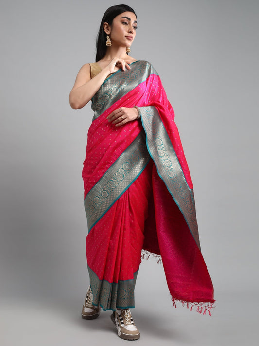 Pink Banarasi Silk Saree - Ressa