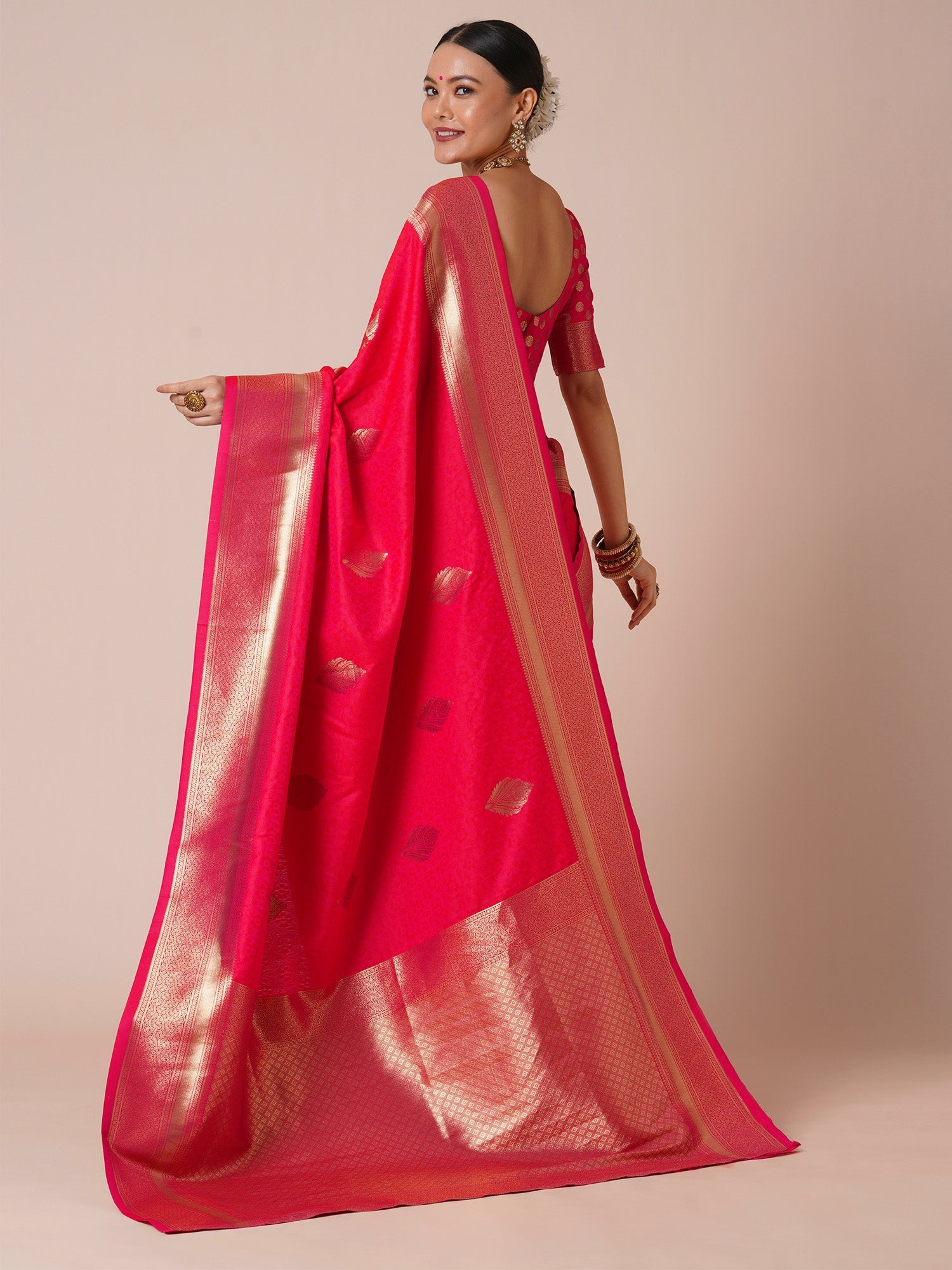 Pink Banarasi Silk Zari Woven Saree - Ressa