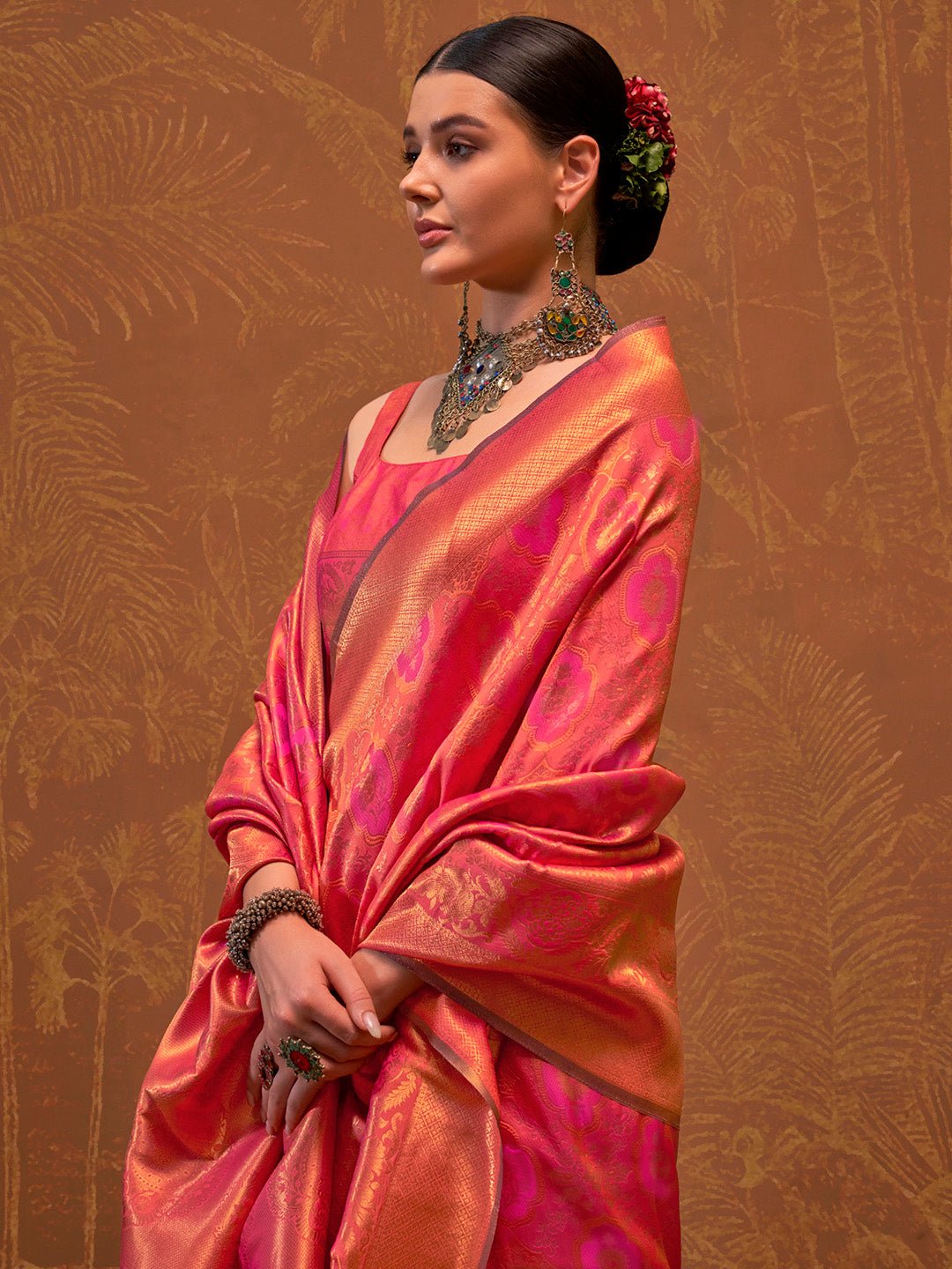 Pink Banarasi Silk Zari Woven Saree - Ressa