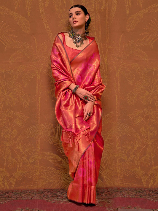 Pink Banarasi Silk Zari Woven Saree - Ressa