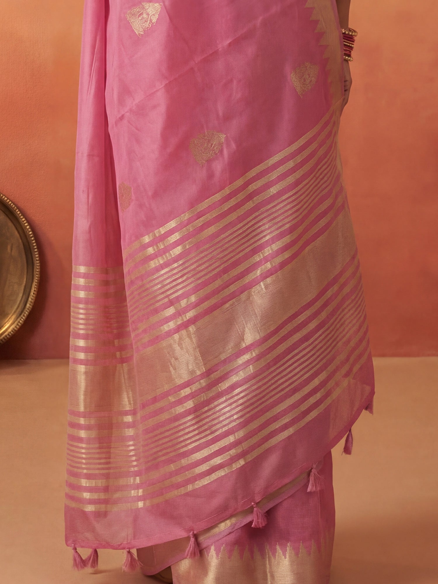 Pink Chanderi Silk Saree - Ressa