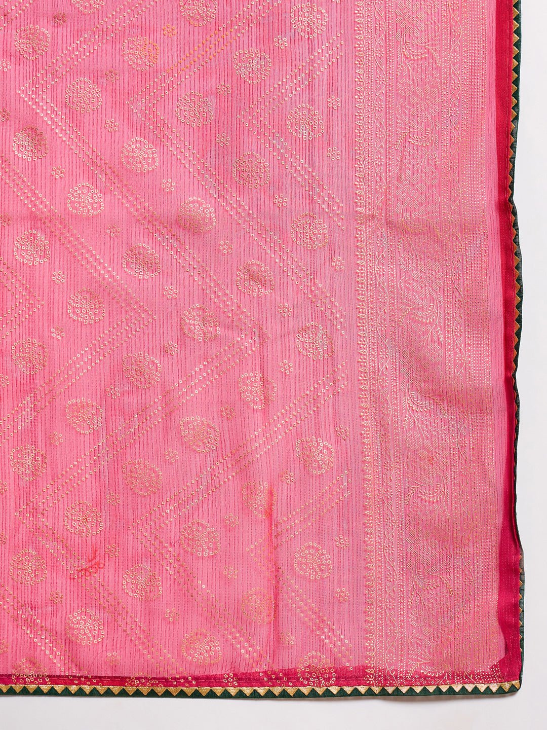 Pink Chiffon Foil Print Saree - Ressa