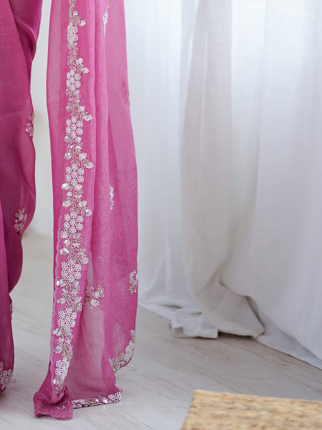 Pink Chiffon Party Wear Saree - Ressa