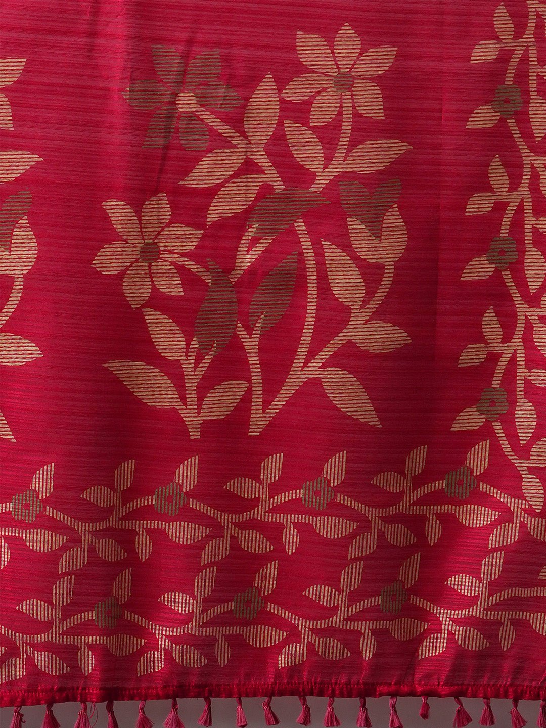 Pink Cotton Slub Floral Printed Saree - Ressa