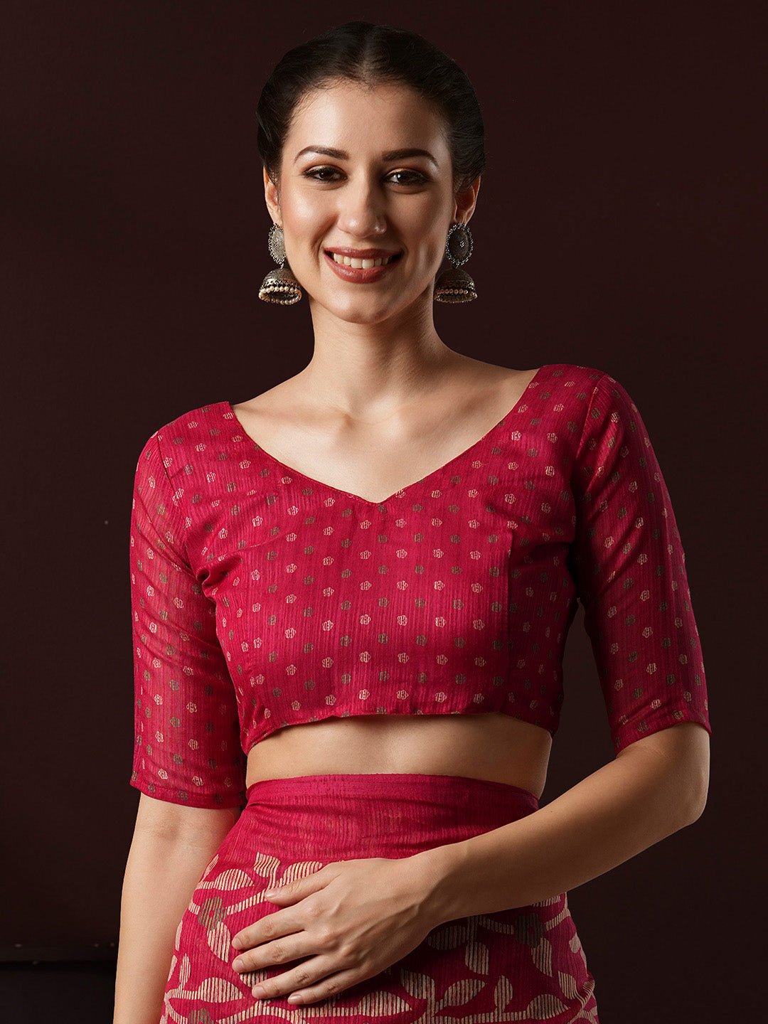 Pink Cotton Slub Floral Printed Saree - Ressa