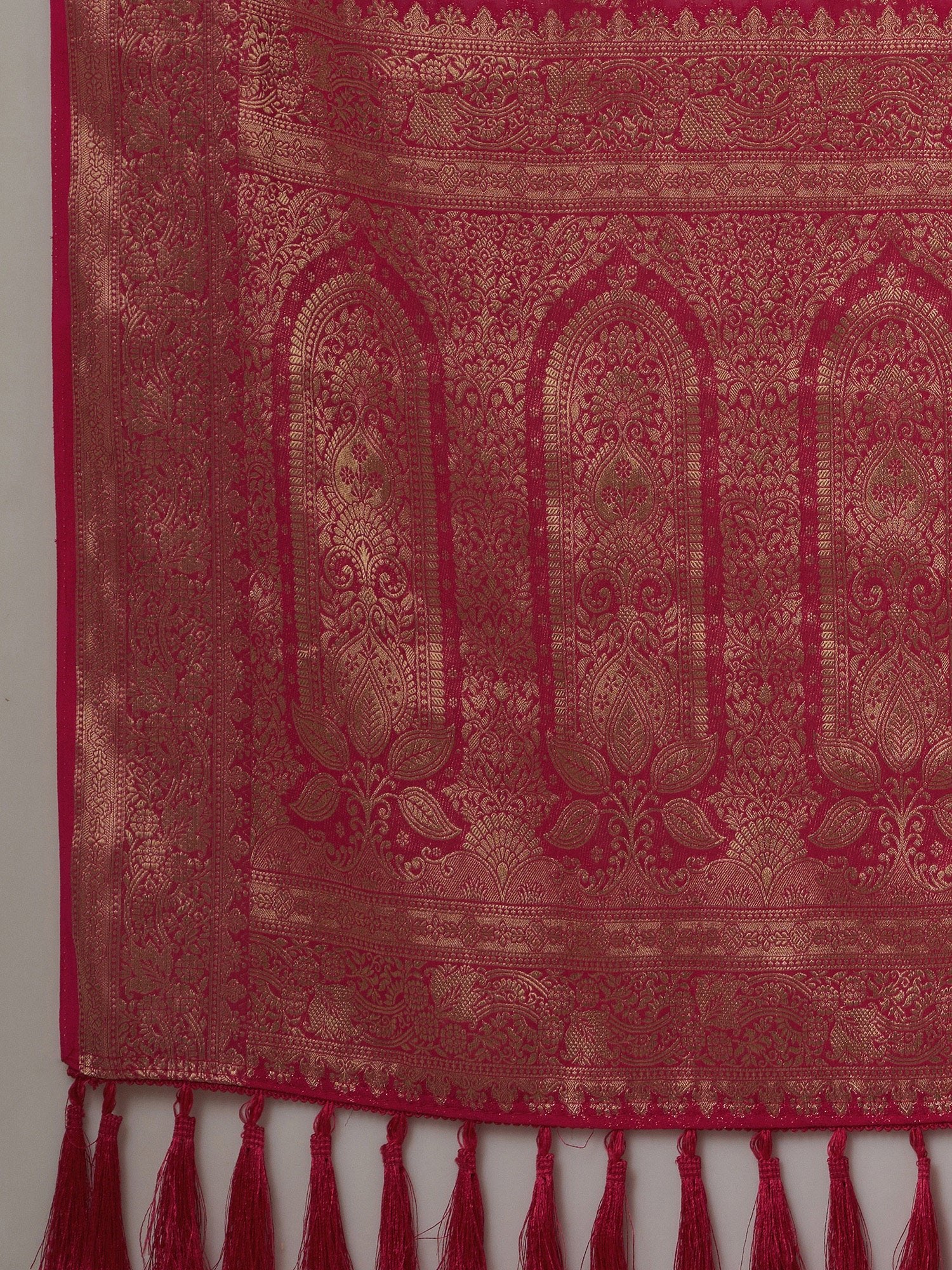 Pink Floral Georgette Saree with Jari Border - Ressa