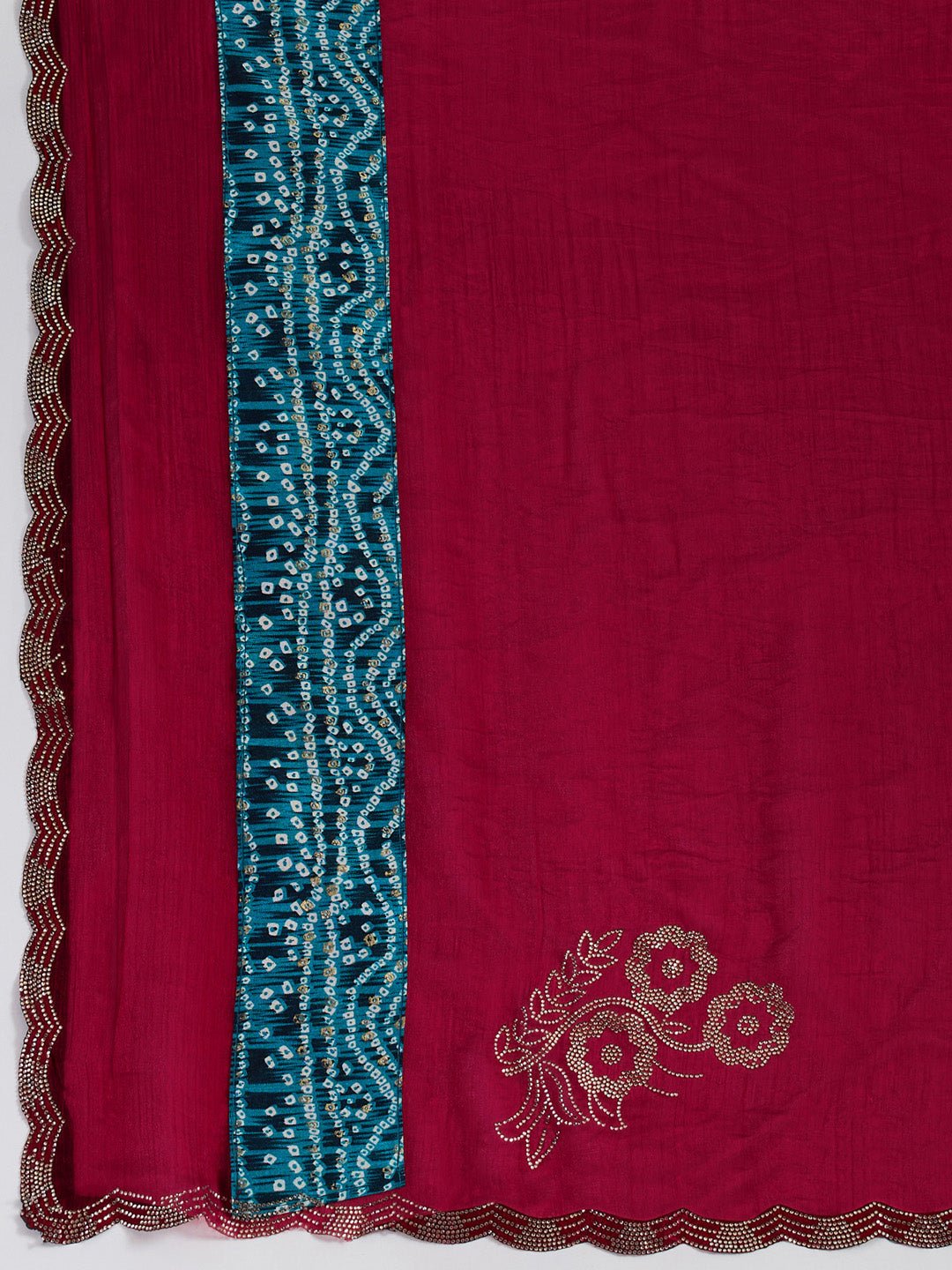 Pink Georgette Bandhani Border Saree - Ressa