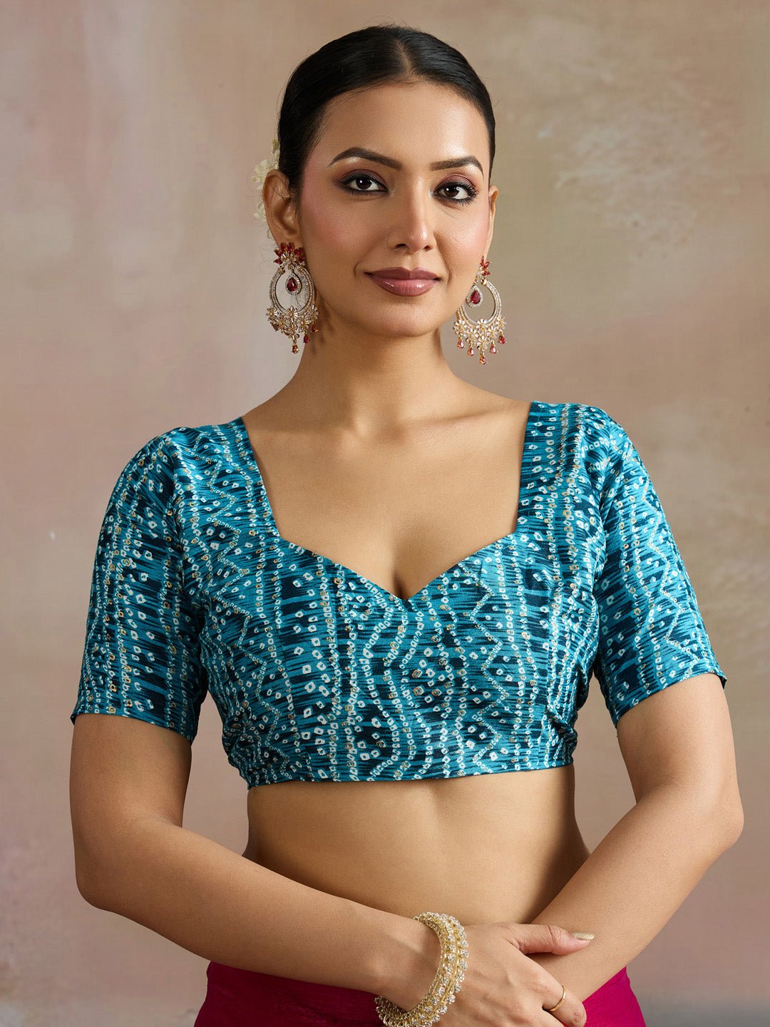 Pink Georgette Bandhani Border Saree - Ressa