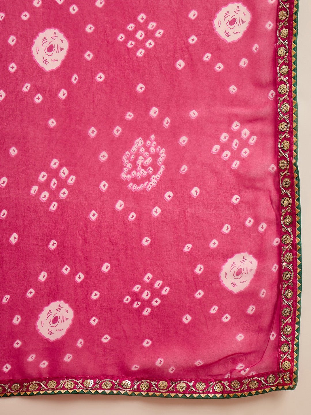 Pink Georgette Bandhni Printed Saree - Ressa