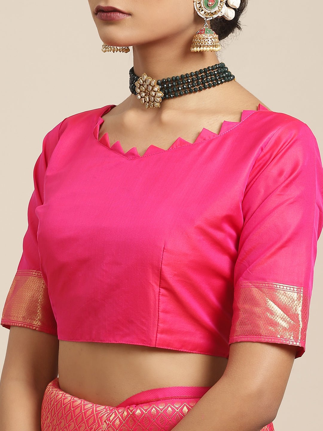 Pink Gold Jari Woven Banarasi Saree - Ressa