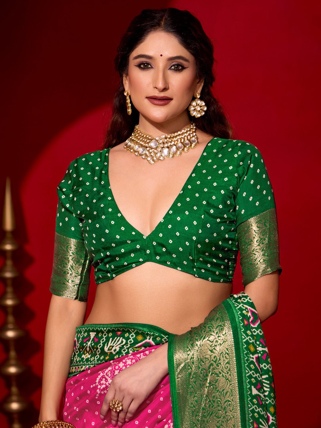 Pink Jacquard Patola Printed Saree - Ressa