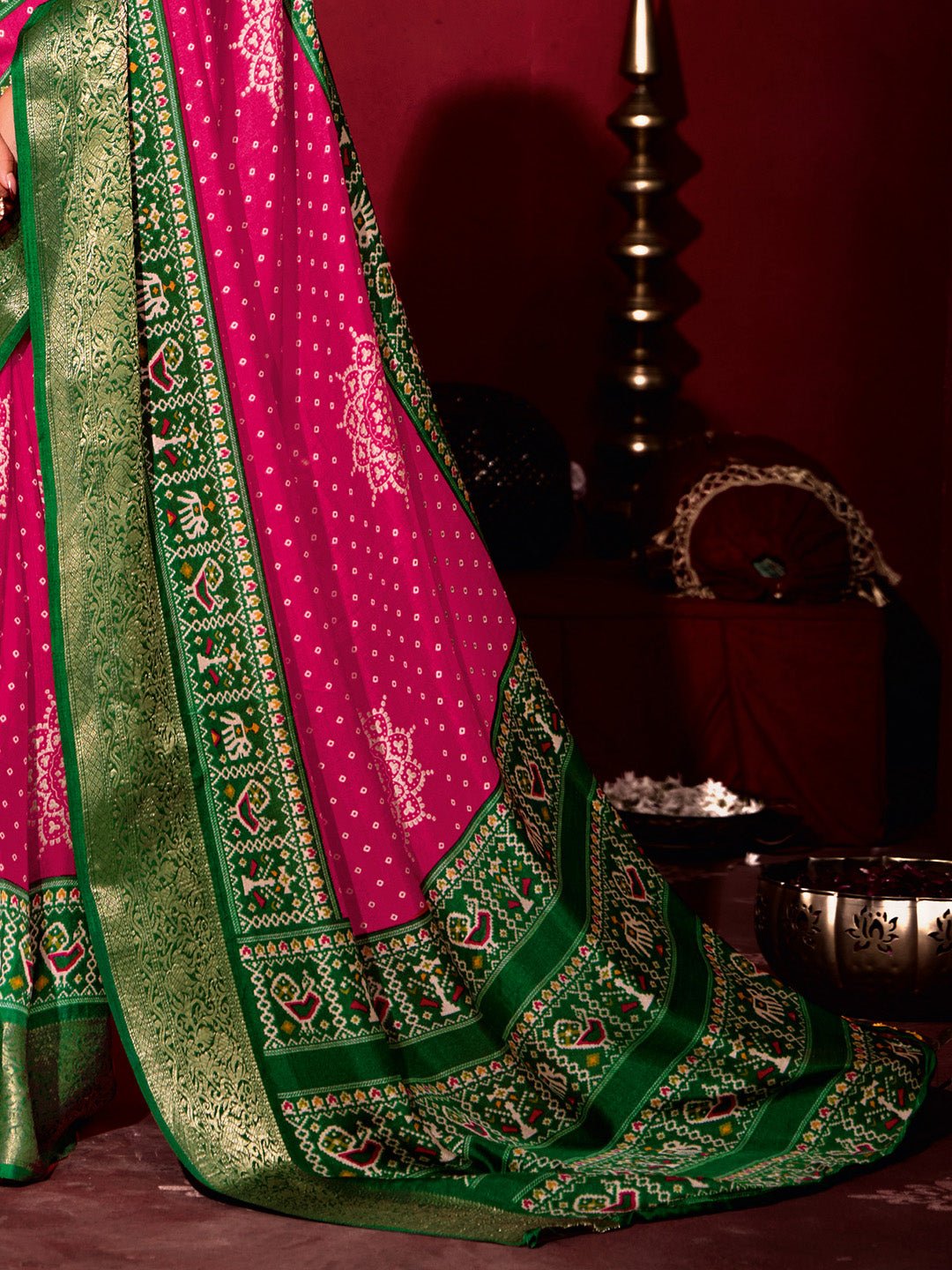 Pink Jacquard Patola Printed Saree - Ressa