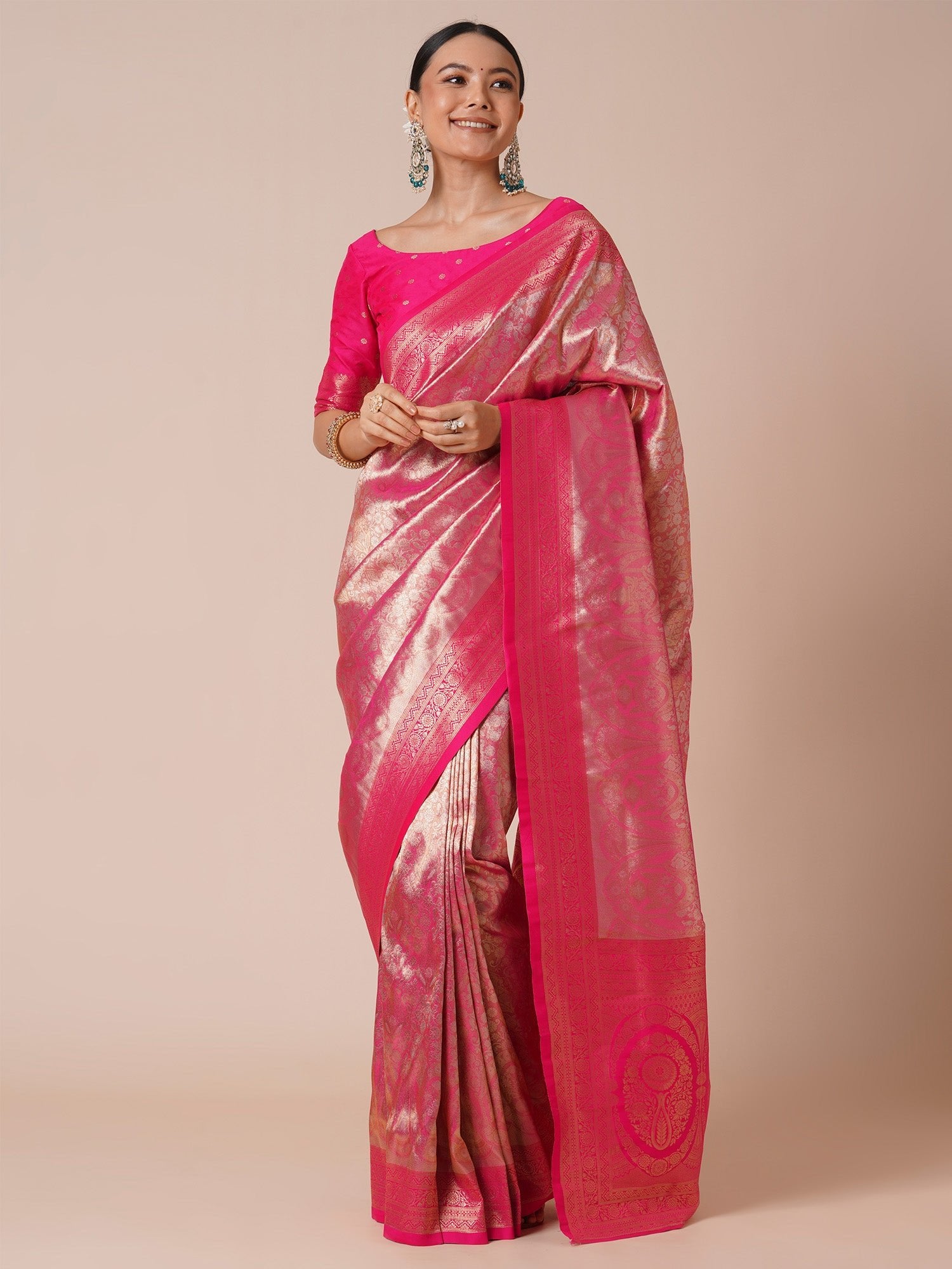 Pink Jari Silk Kanjivaram Saree - Ressa