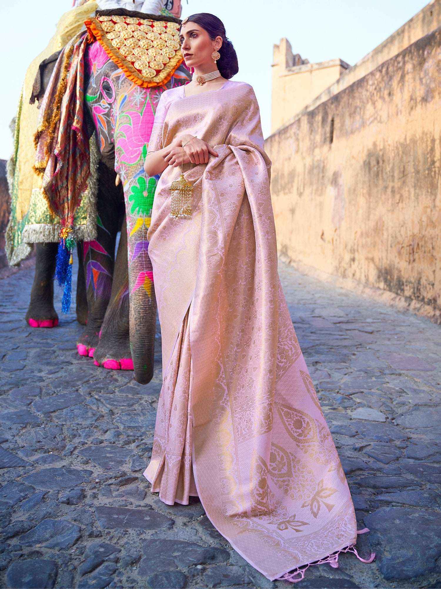 Pink Jari Woven Banarasi Saree - Ressa