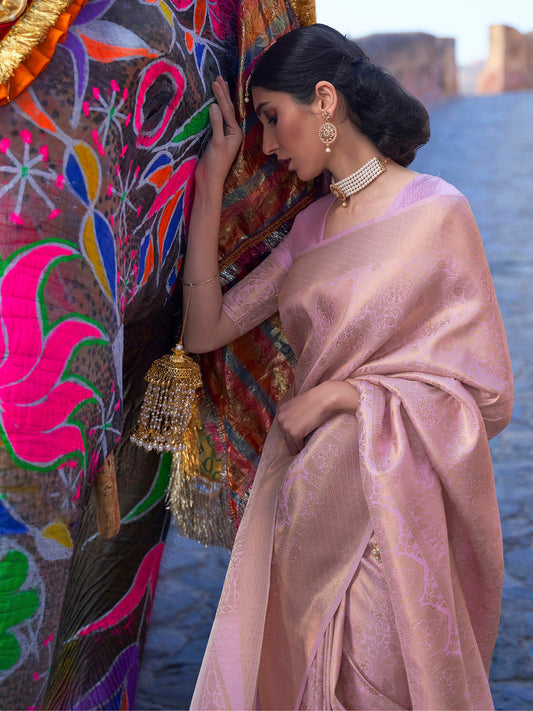 Pink Jari Woven Banarasi Saree - Ressa