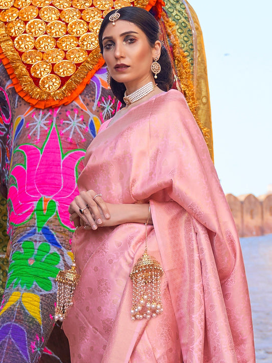 Pink Jari Woven Banarasi Saree - Ressa