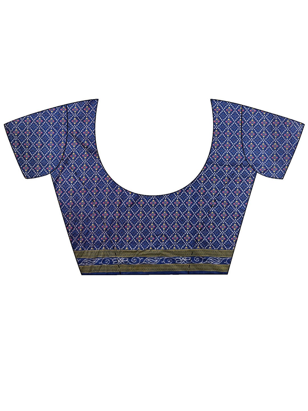 Pink Navy Blue Silk Blend Patola Inspired Weaving Zari Border Blouse Saree - Ressa