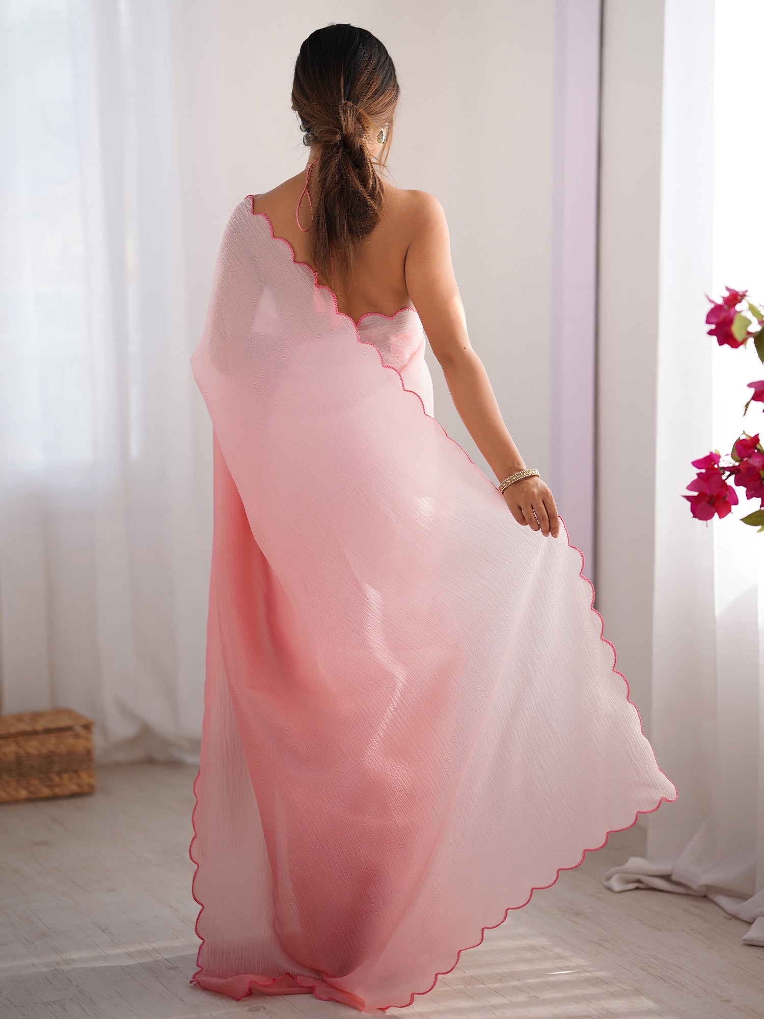 Pink Ombre Georgette Saree - Ressa