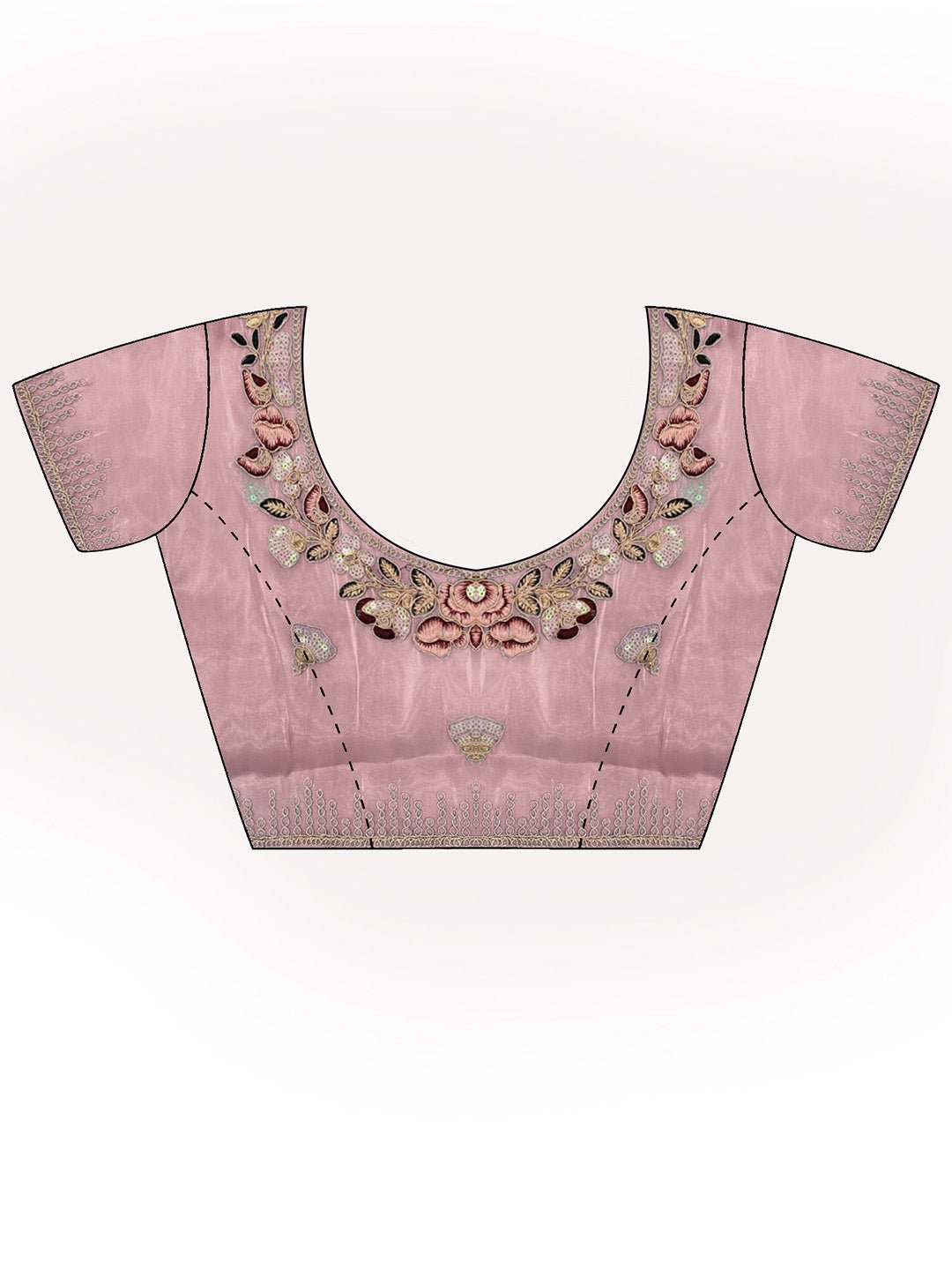 Pink Organza Emblished Party Wear Saree - Ressa
