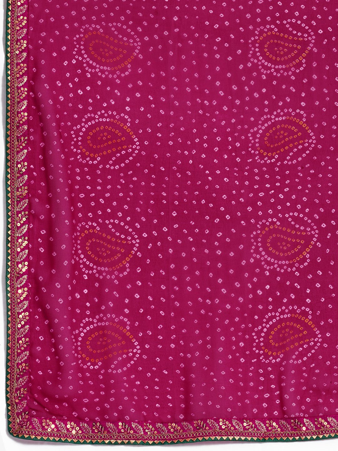 Pink Paisley Motif Bandhani Georgette Saree - Ressa