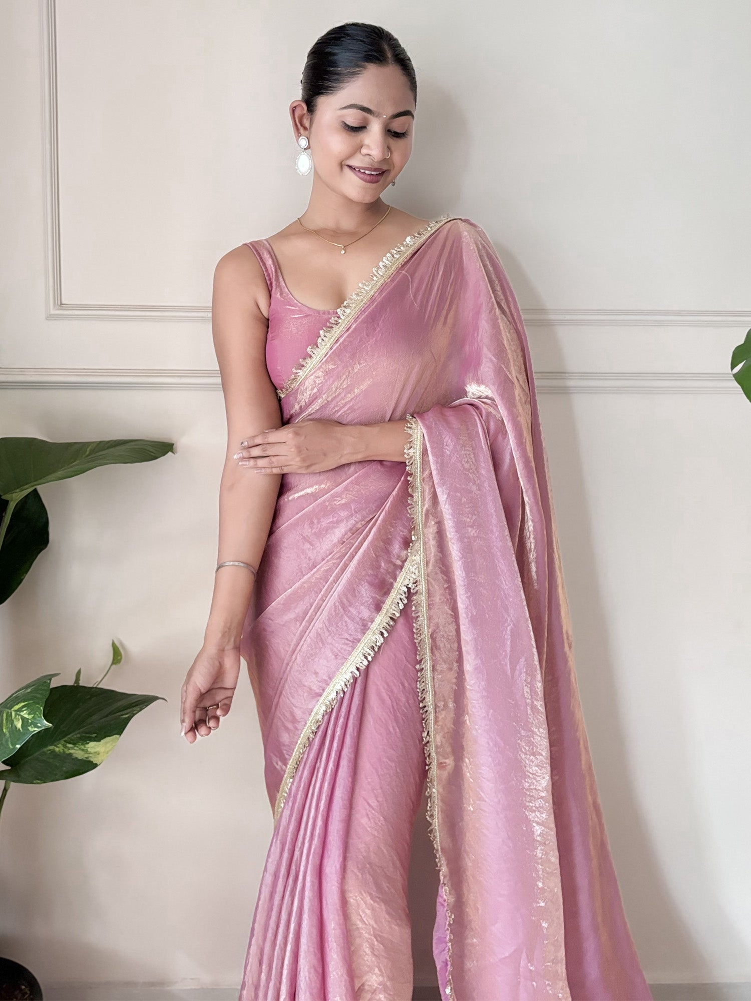 Pink Paper Silk Saree - Ressa