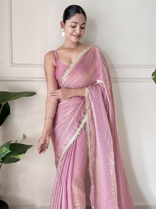 Pink Paper Silk Saree - Ressa