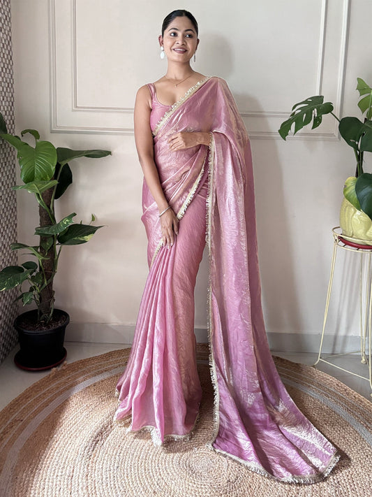 Pink Paper Silk Saree - Ressa