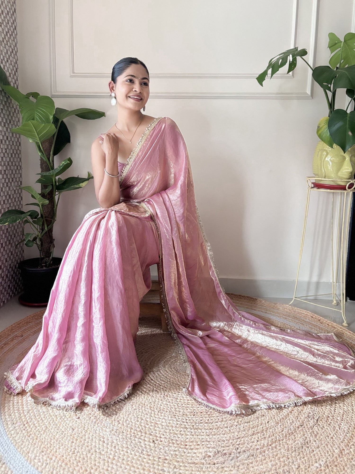 Pink Paper Silk Saree - Ressa