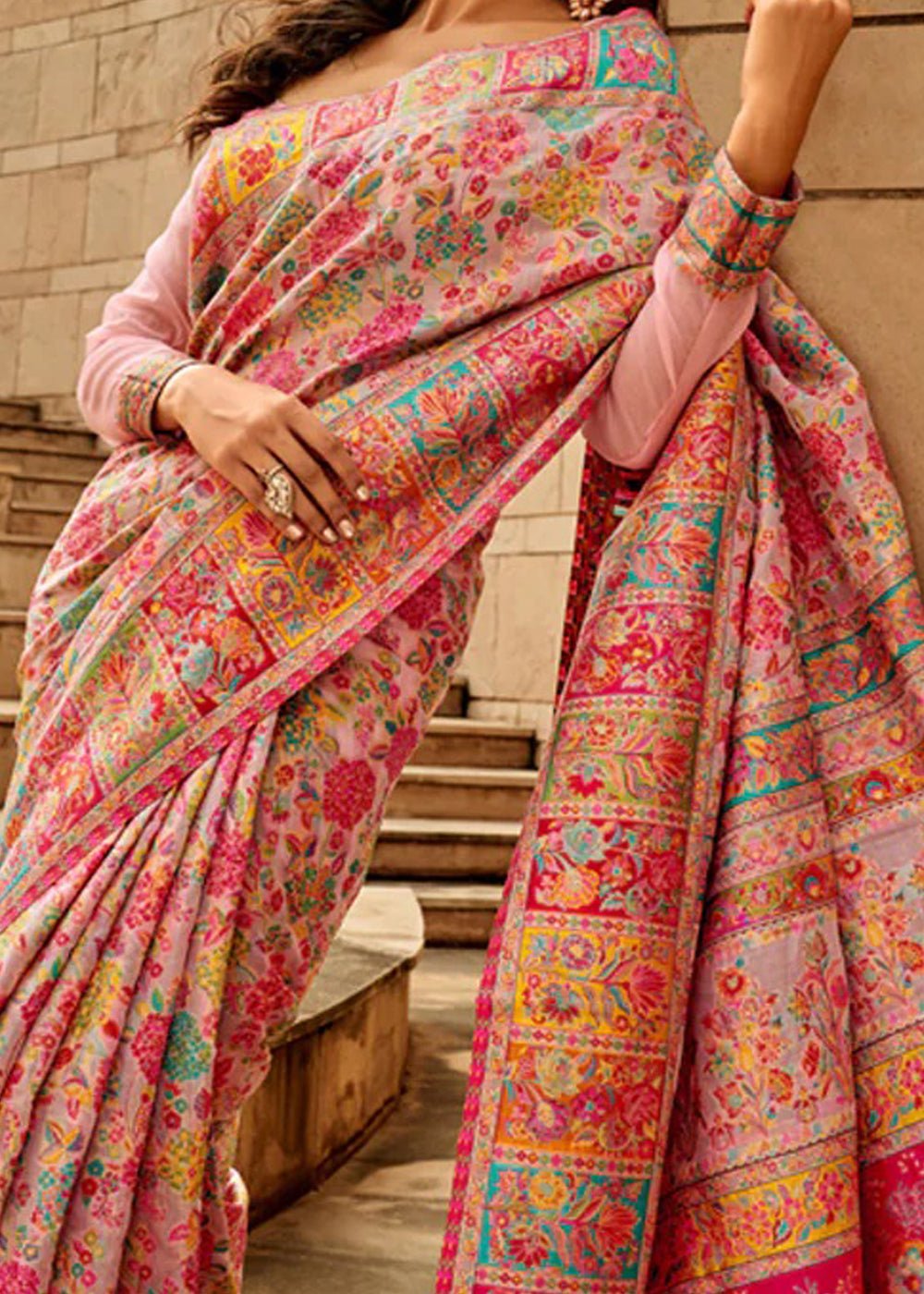 Pink Patola Digital Print Silk Blend saree - Ressa