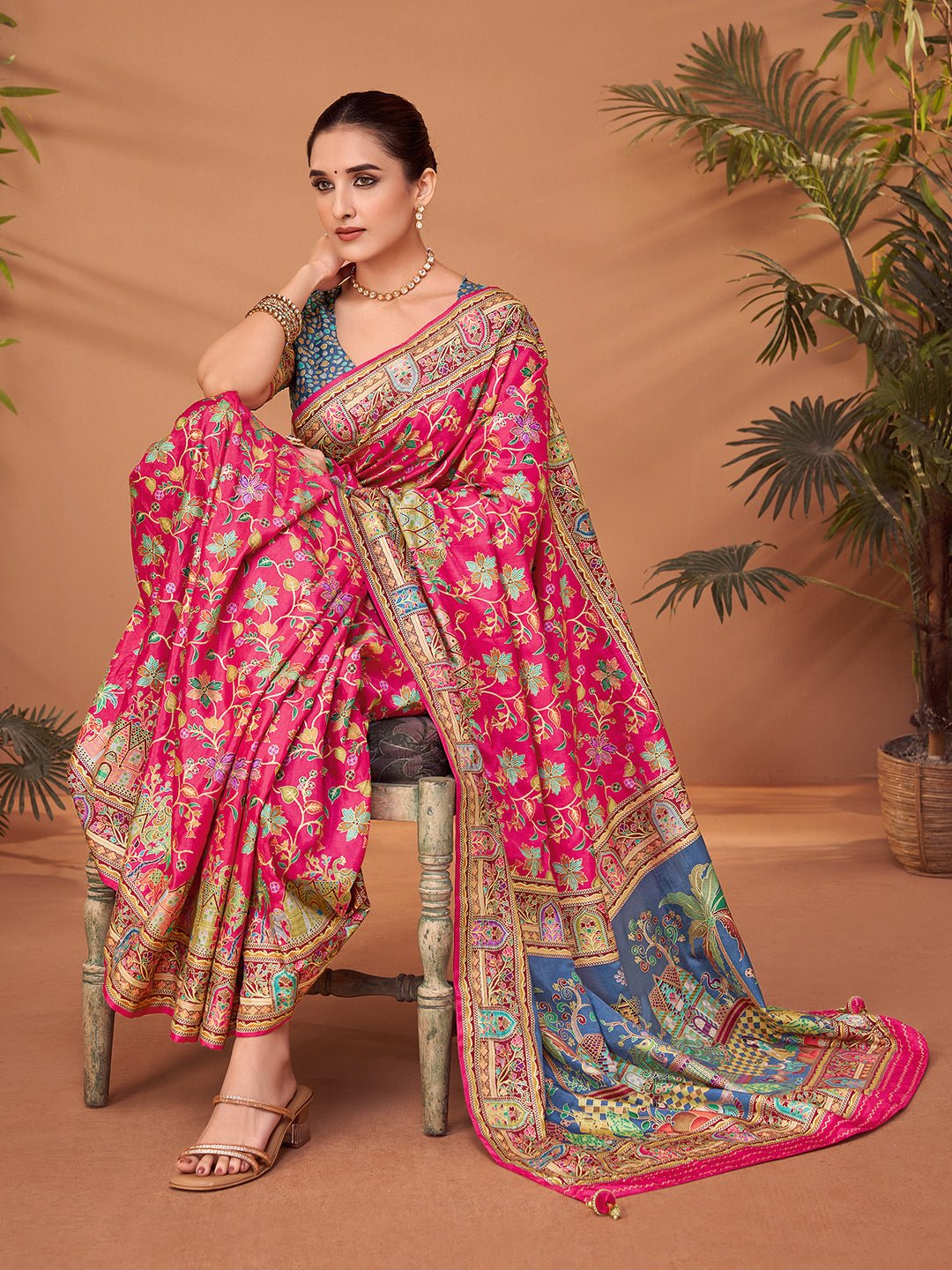 Pink Patola Silk Saree - Ressa