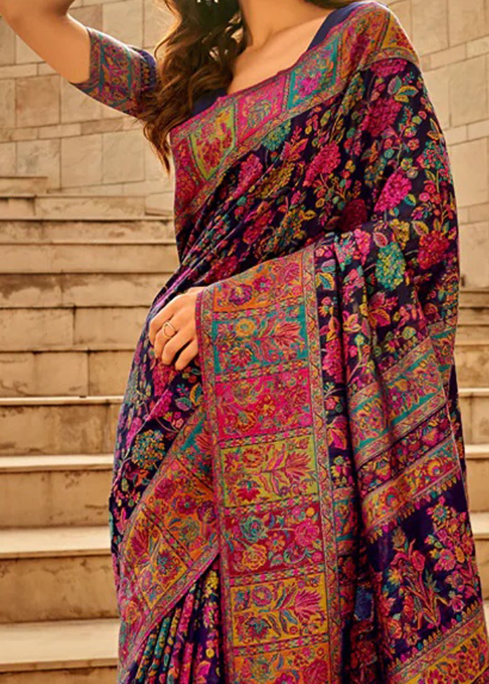Pink Patola Style Weave Silk Blend saree - Ressa