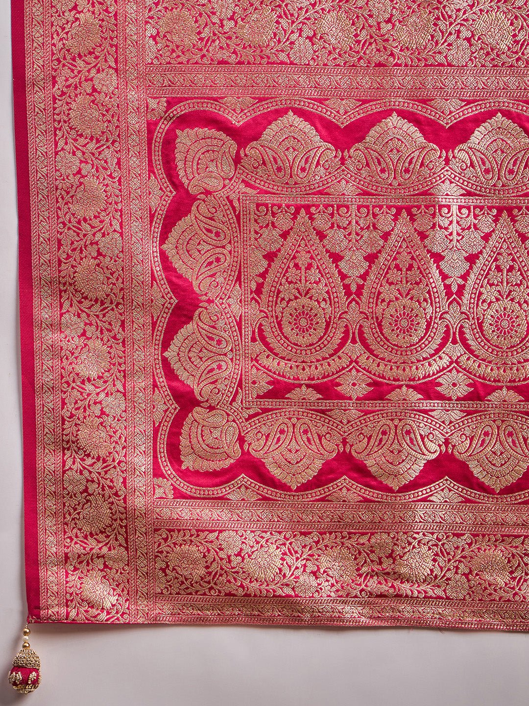 Pink & Red Silk Blend Heritage Banarasi Style Saree - Ressa