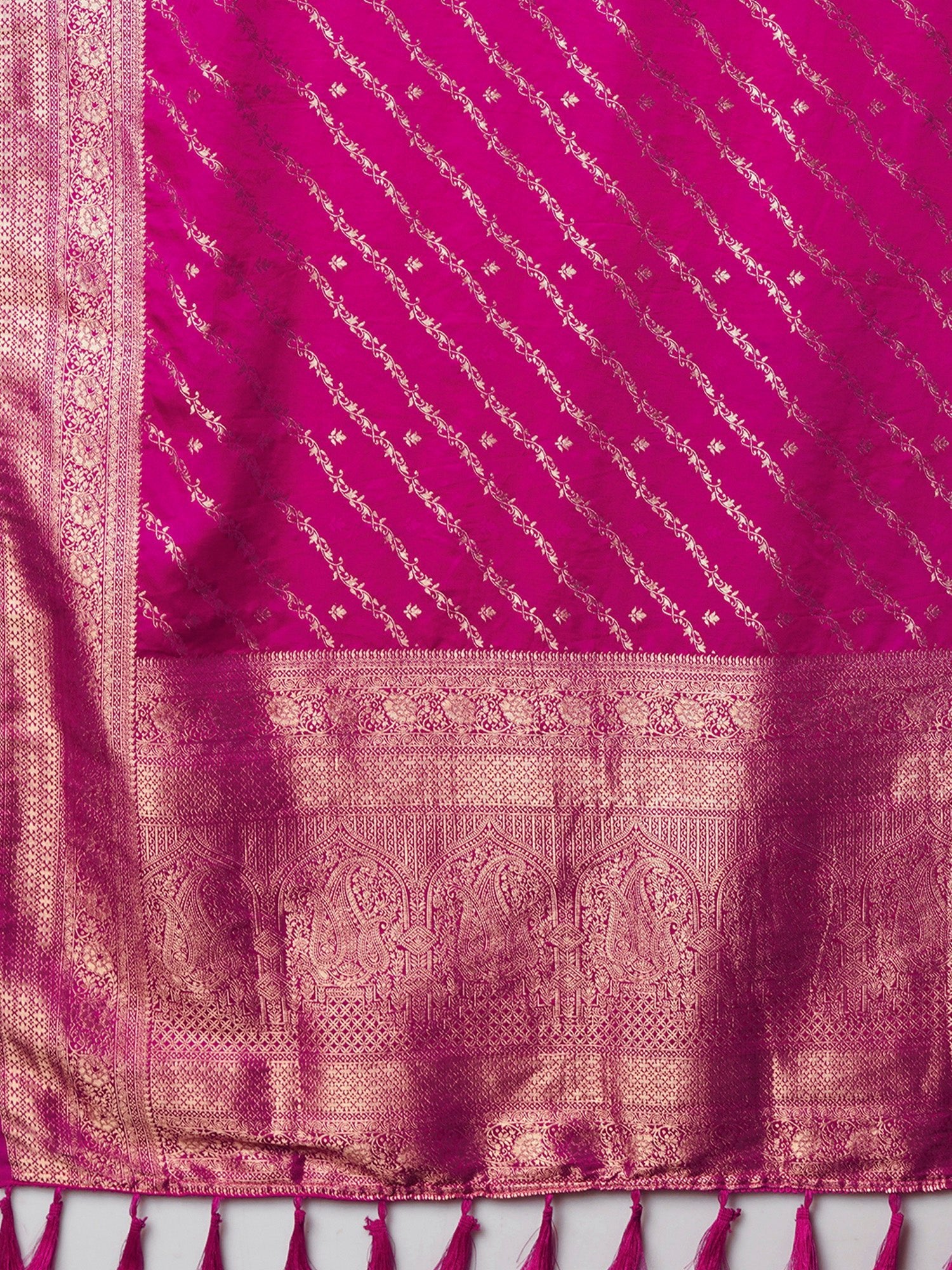 Pink Satin Silk With Zari Weave Saree - Ressa