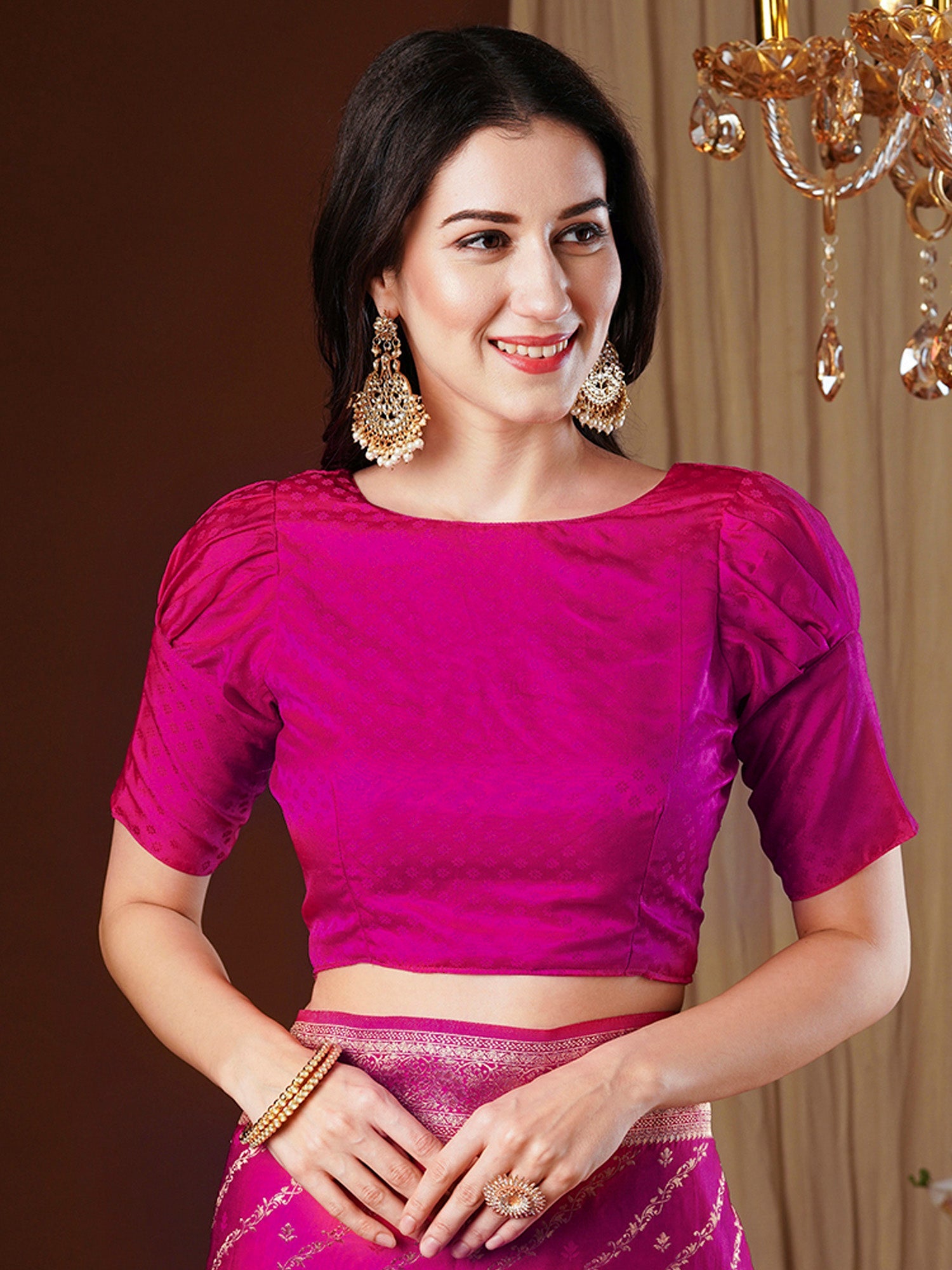 Pink Satin Silk With Zari Weave Saree - Ressa