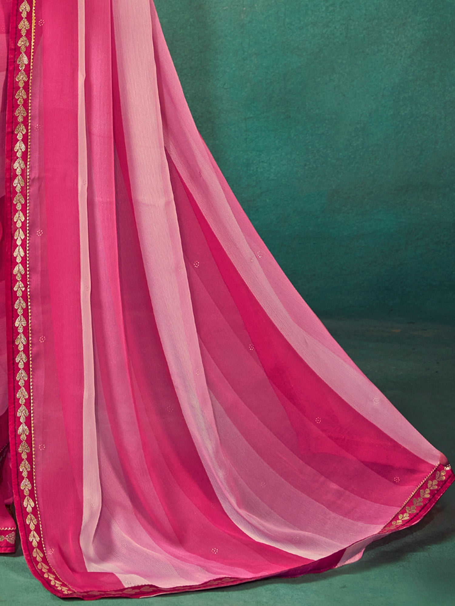 Pink Shades Chiffon Striped Print Saree - Ressa